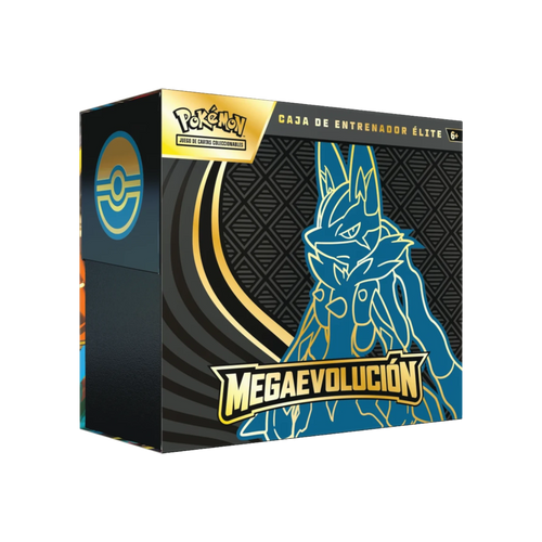 Caja de Entrenador Élite InspectorTCG de Pokémon con diseño de Lucario en tonos negros y dorados