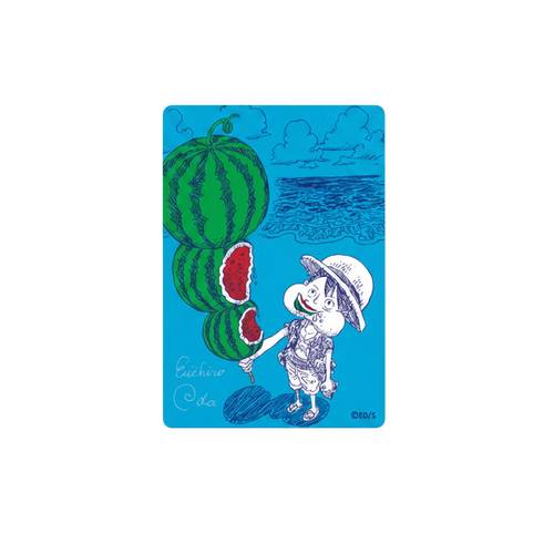 Carta coleccionable InspectorTCG Natsucomi 2026 de ONE PIECE Metakira con ilustración de Luffy y sandías