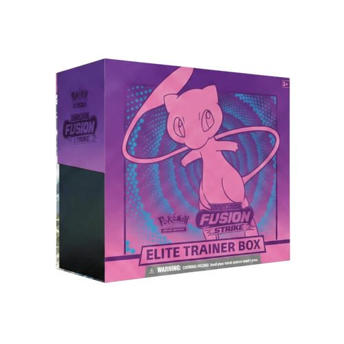 Elite Trainer Box Golpe Fusión de InspectorTCG con diseño morado y el Pokémon Mew en la caja de cartas coleccionables