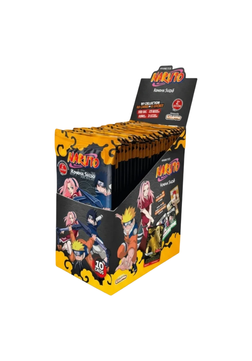 Caja de sobres Naruto First Set 2nd Edición de InspectorTCG con diseño naranja y personajes del anime