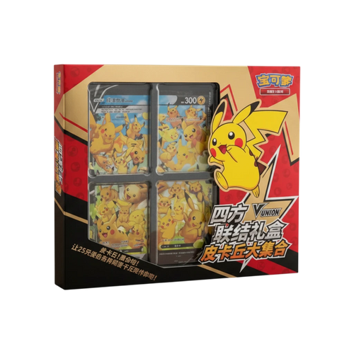 Caja de coleccionista InspectorTCG Pokémon Pikachu V-Union con cuatro cartas que forman una imagen completa