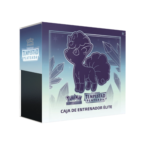 Caja de Entrenador Élite InspectorTCG Tempestad Plateada de Pokémon con Vulpix de Alola en color azul y plata