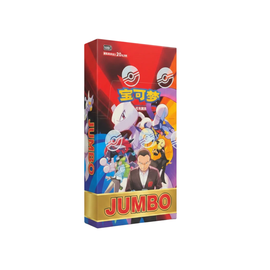 Caja JUMBO InspectorTCG de 6 sobres Pokémon Scarlet & Violet Chasing Glory con diseño de Mewtwo y personajes