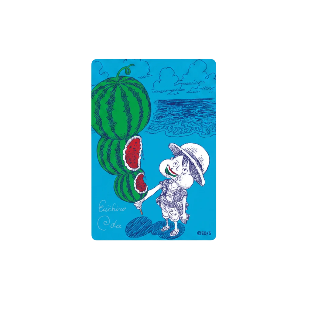 Carta coleccionable InspectorTCG Natsucomi 2026 de ONE PIECE Metakira con ilustración de Luffy y sandías