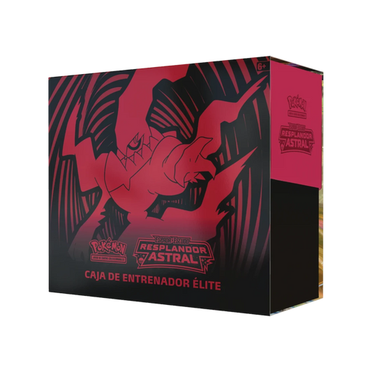 Elite Trainer Box InspectorTCG Resplandor Astral de Pokémon con diseño en negro y rojo para coleccionistas