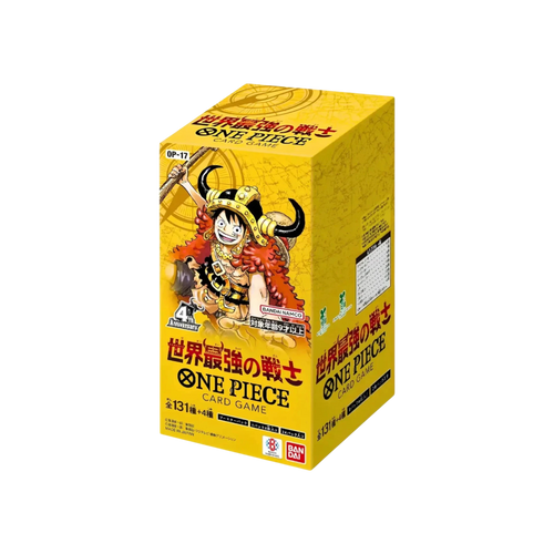 Booster Box InspectorTCG OP-17 The World's Strongest Warriors de One Piece Card Game con arte de Luffy en amarillo