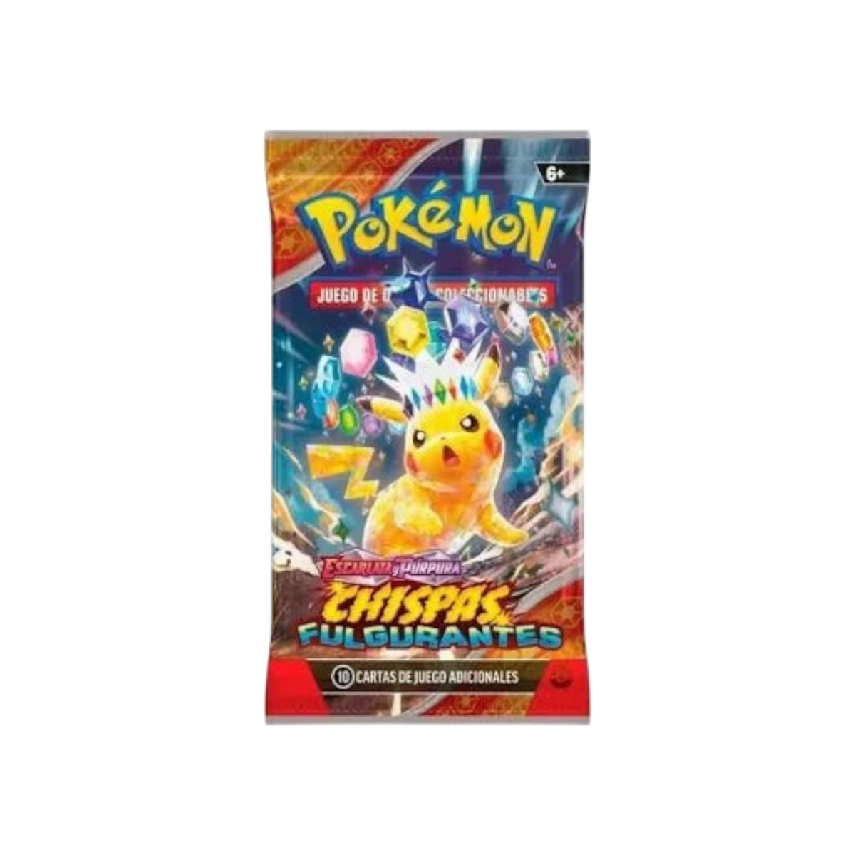 Sobre de cartas Pokémon Chispas Fulgurantes de InspectorTCG con ilustración de Pikachu con corona de cristales